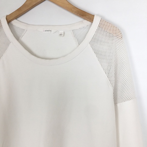 Athleta Citytime Mesh Shoulder Crewneck Sweatshirt Top White Women’s Size Large - Picture 8 of 14